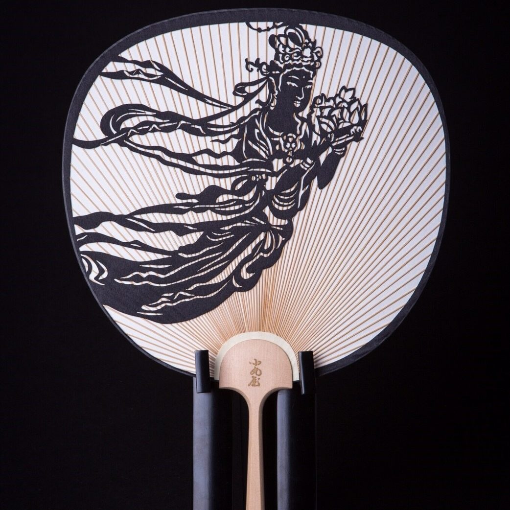 Cutting Art Round Fan | Japanese Angel