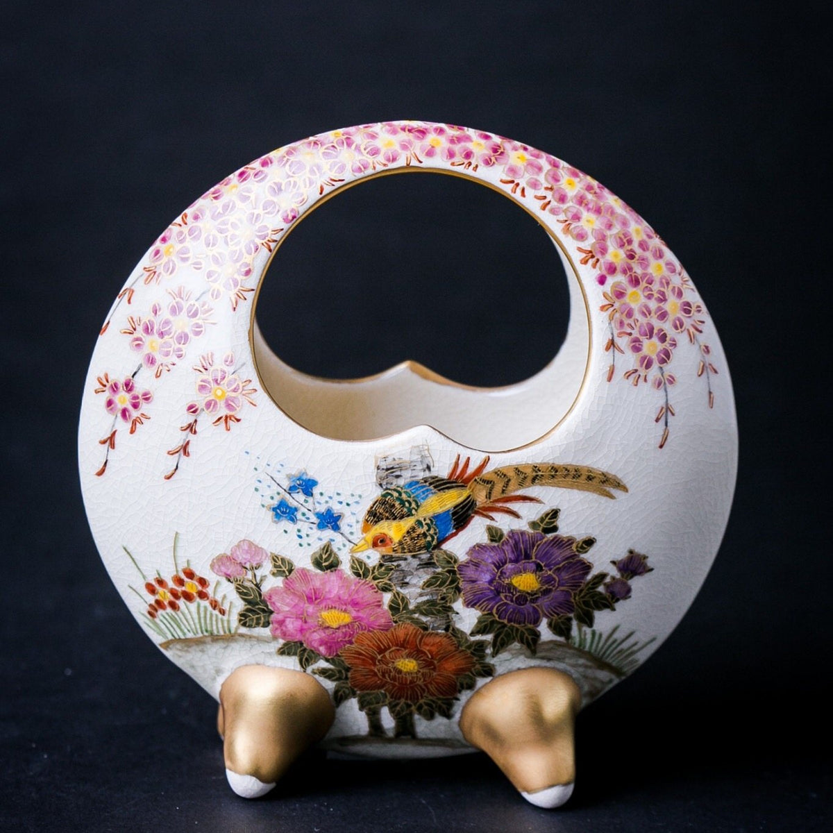 Satsuma Ware Rounded Vase | Sakura