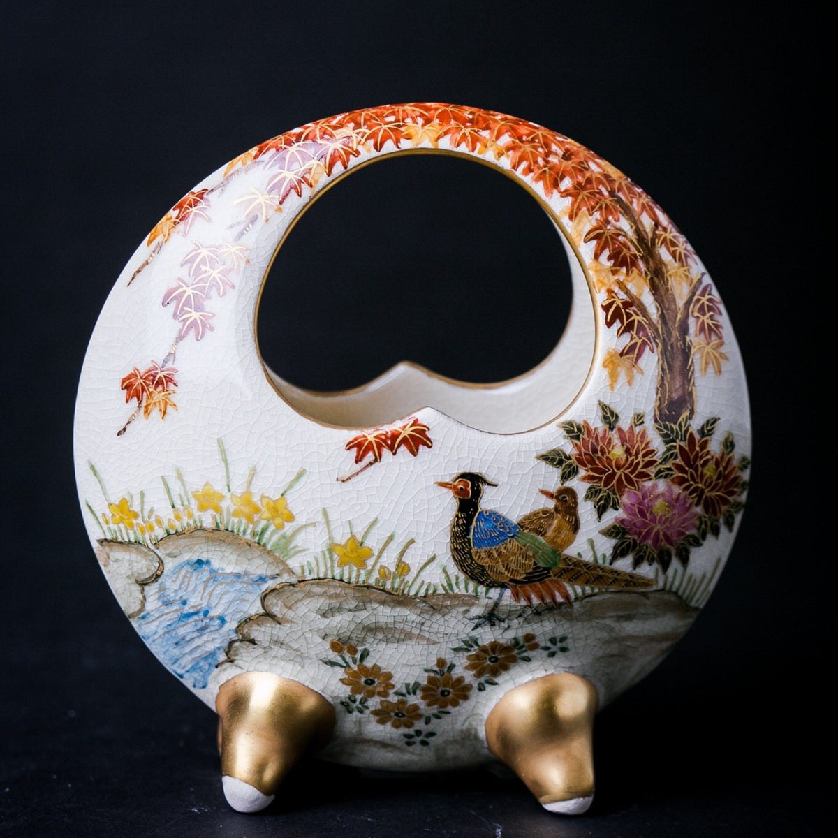 Satsuma Ware Rounded Vase | Autumn