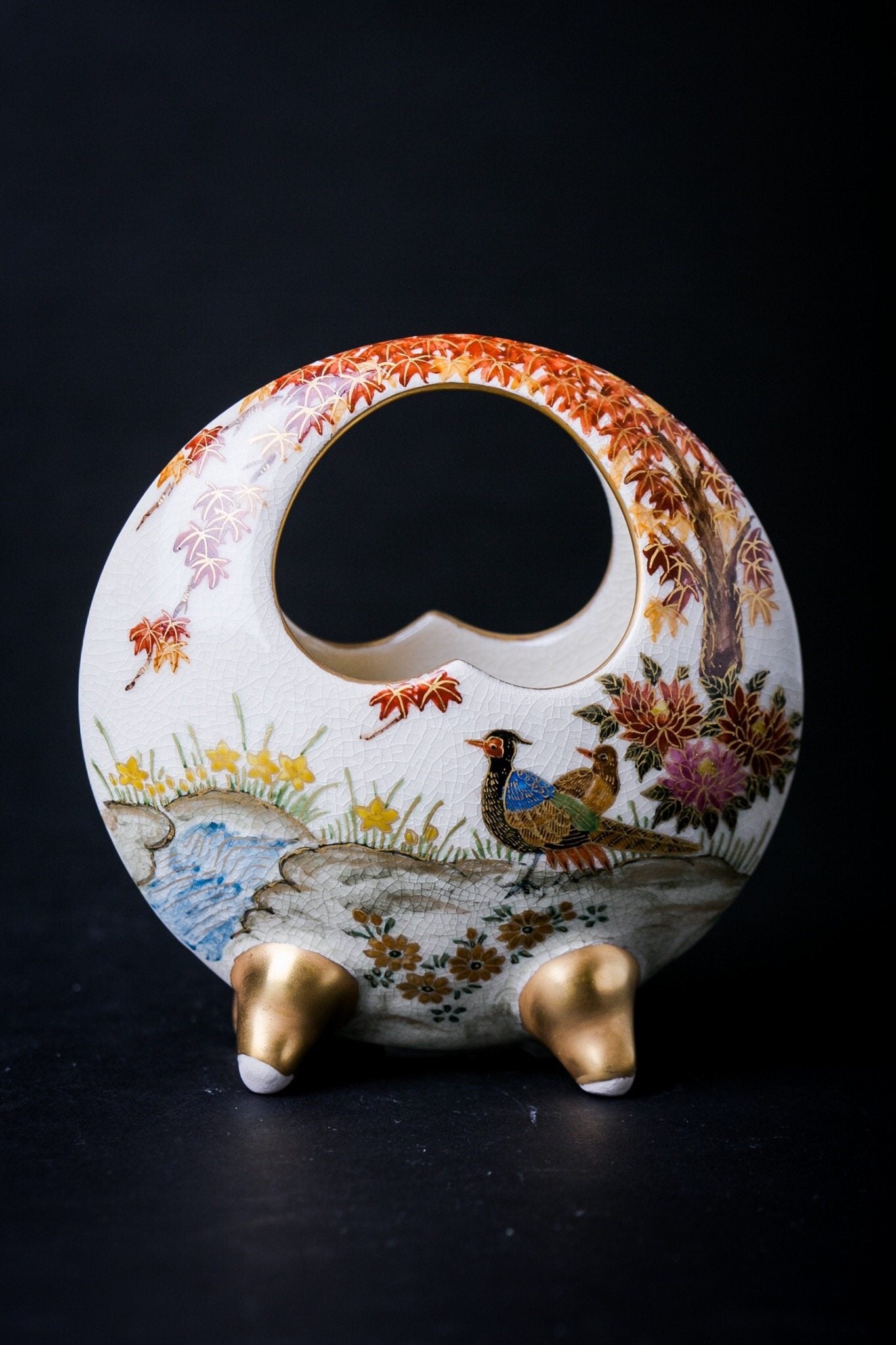Satsuma Ware Rounded Vase | Autumn