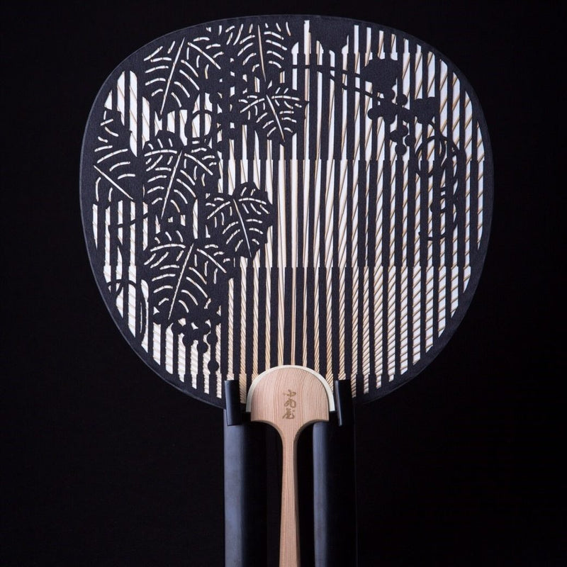 Cutting Art Round Fan | Check & Paulownia Tree