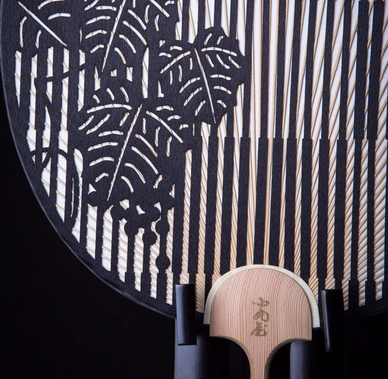 Cutting Art Round Fan | Check & Paulownia Tree
