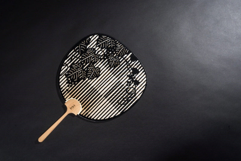 Cutting Art Round Fan | Check & Paulownia Tree