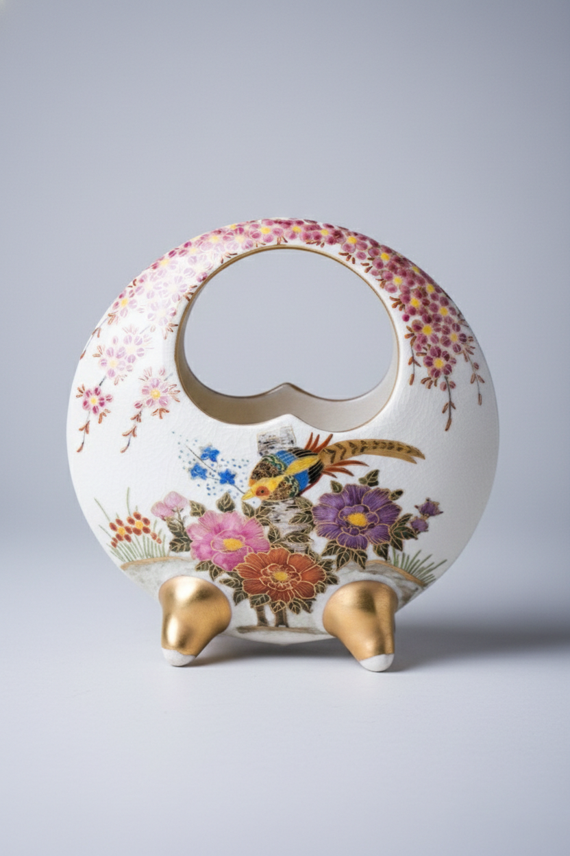 Satsuma Ware Rounded Vase | Sakura