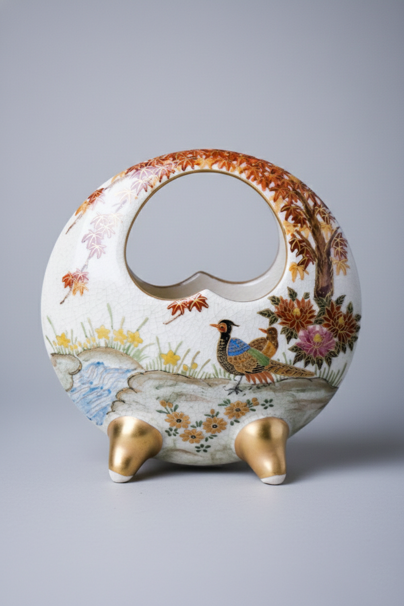 Satsuma Ware Rounded Vase | Autumn