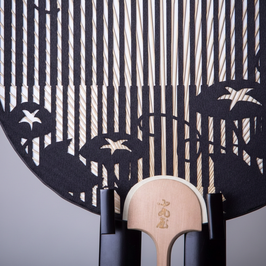 Cutting Art Round Fan | Check & Morning Glory