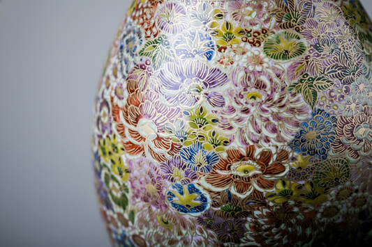 Satsuma Ware Vase | Tall Lapis Lazuli