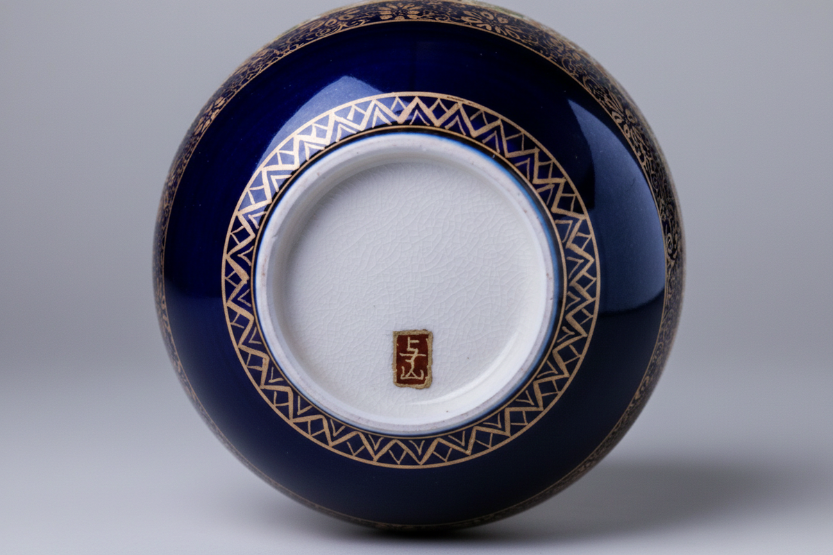 Satsuma Ware Vase | Tall Lapis Lazuli