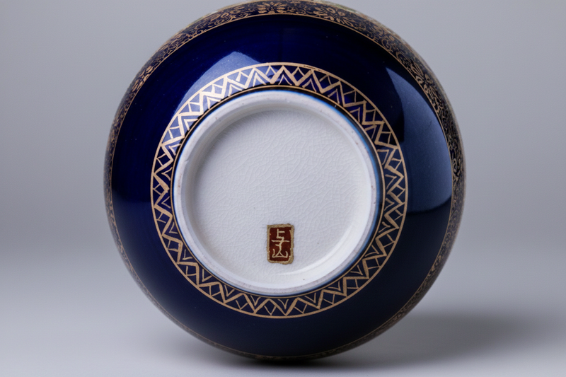 Satsuma Ware Vase | Tall Lapis Lazuli