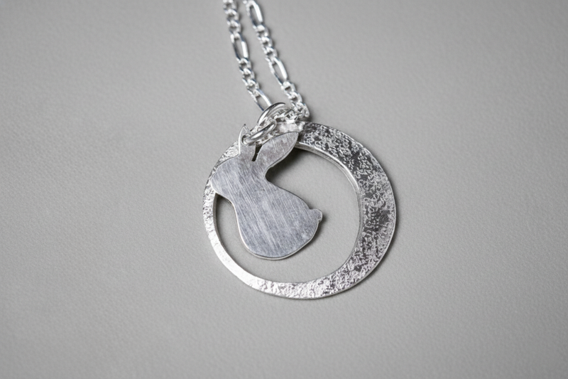 Silver Necklace |  Rabbit on the Moon