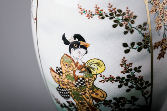 Satsuma Ware Vase | Green Four Seasons