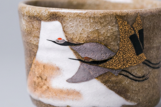Matcha Green Tea Bowl | Raku Mt.Fuji & Crane