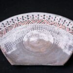Fan Shape Plate | Red Mishima Pattern