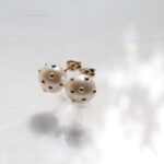 Gold Leaf Pearl Earrings | Silver Dew